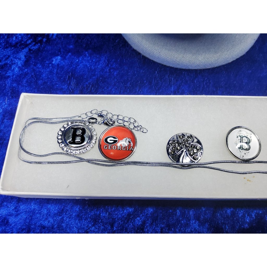 Vintage Signed Ginger Snaps Silver Tone Customizable Pendants Necklace 20$